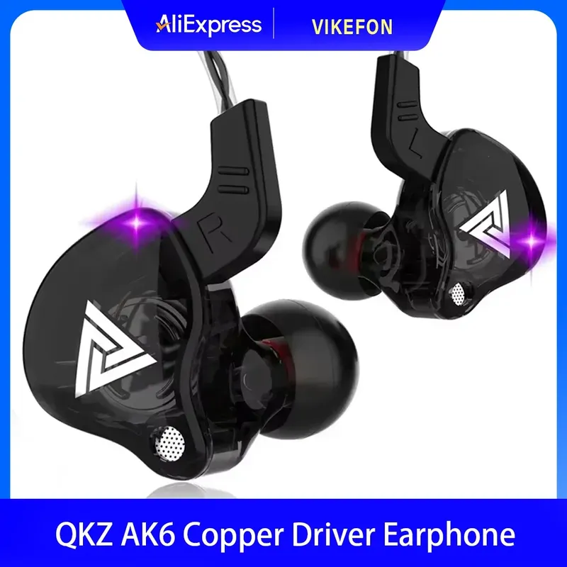 3,5 MM Headset Musik Ohrhörer In Ohr Mit Mikrofon Original QKZ AK6 Kupfer Fahrer HiFi Wired Kopfhörer Rennen Sport Kopfhörer Bass stereo