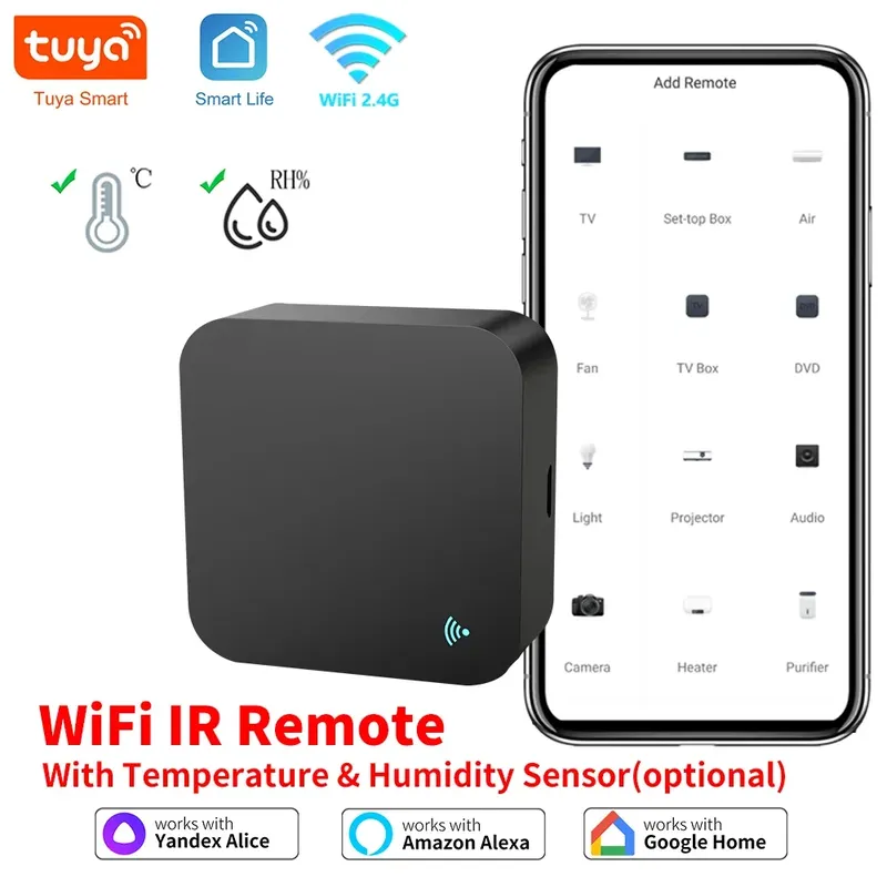 Smart Remote WiFi IR Blaster für TV, Klimaanlage, Thermometer, Hygrometer, kompatibel mit Alexa Google Home Link Tuya