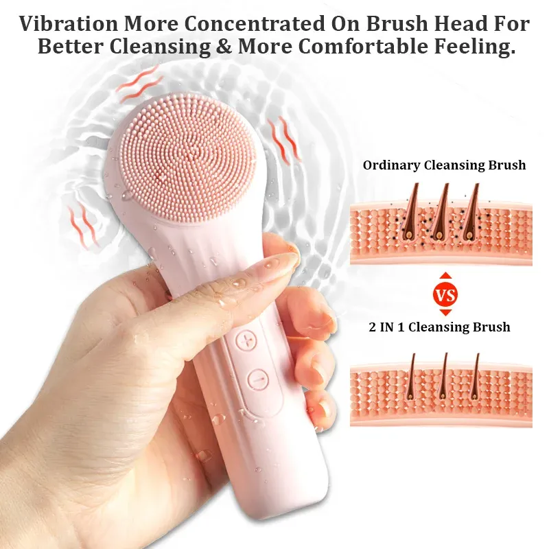 Sonic wasserdichte Gesichtsreinigungsbürste für Männer und Frauen, wiederaufladbare elektrische Peeling-Gesichtswäscher-Reinigungsbürste