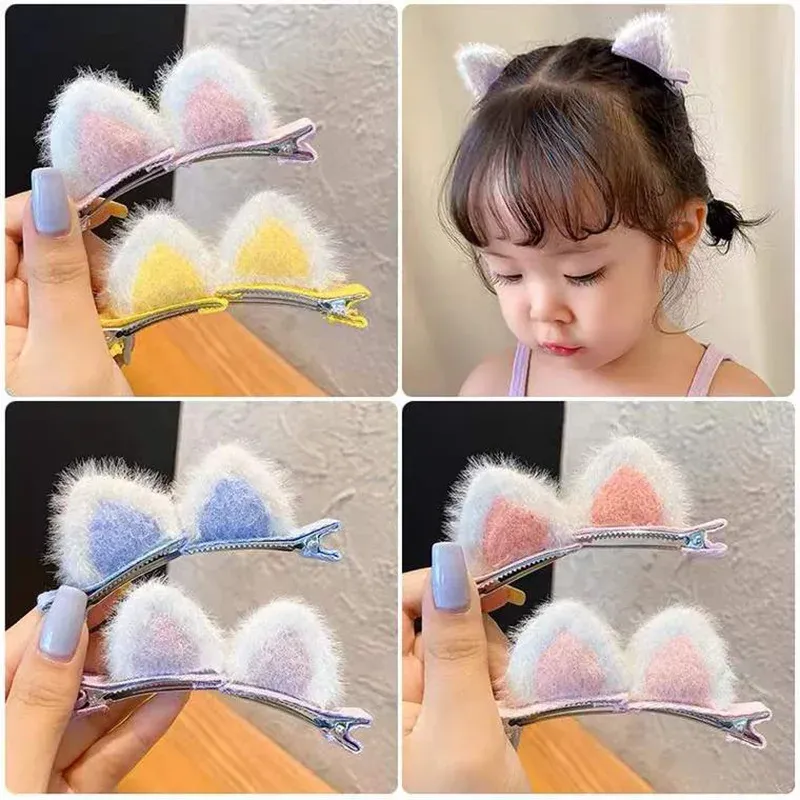 Plüsch-Katzenohren (gedämpftes Brot in Katzenohrform), Kinder-Haarspange, niedlicher Cartoon-Stereo-Clip, Haarspange für kleine Mädchen, Korea