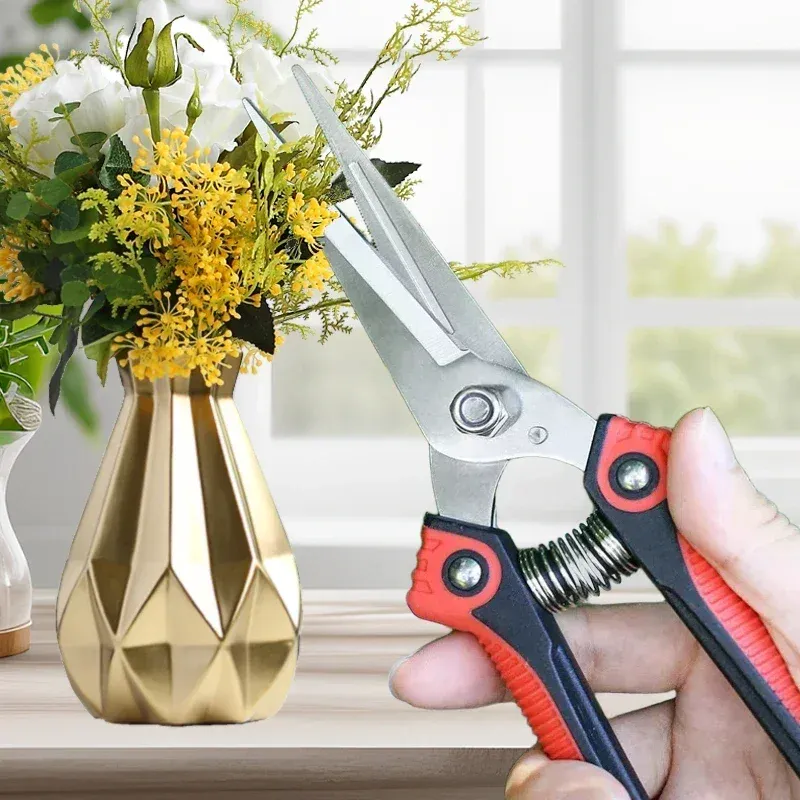 Gartenschere aus Edelstahl, scharfe Astschere mit rutschfestem Griff für Garten-Obstbaum-Trimmwerkzeuge