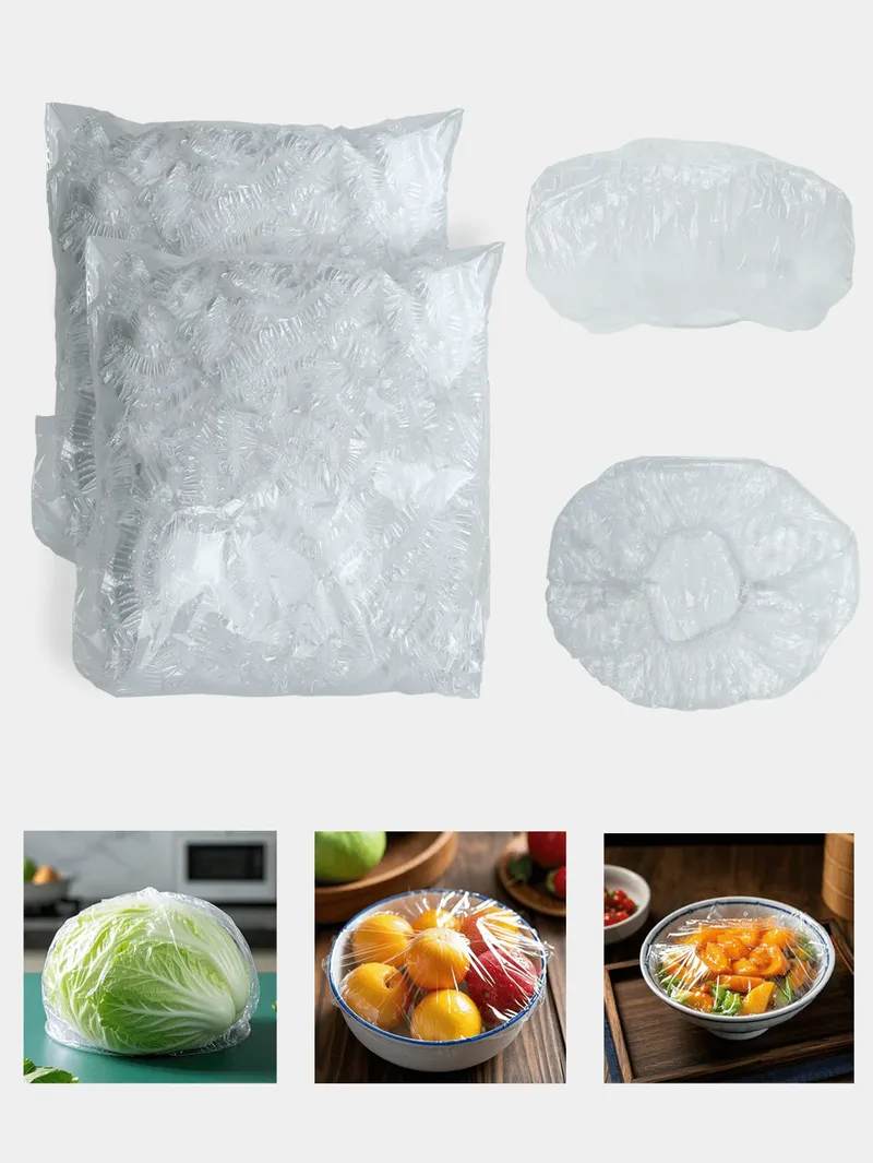 500 Stück Einweg-Lebensmittelabdeckungen, Elastische Schutzhüllen für Lebensmittelschalen, Frischhaltende Plastikbeutel, Obst- und Gemüseabdeckungen