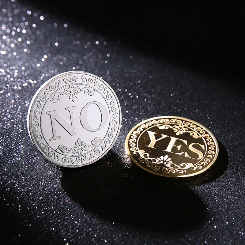 1PC Bronze Ja oder Nein Gedenkmünze Souvenir Nicht-Währung Spiel Prop Entscheidungsmünzen Sammlung Dekoration Handwerk