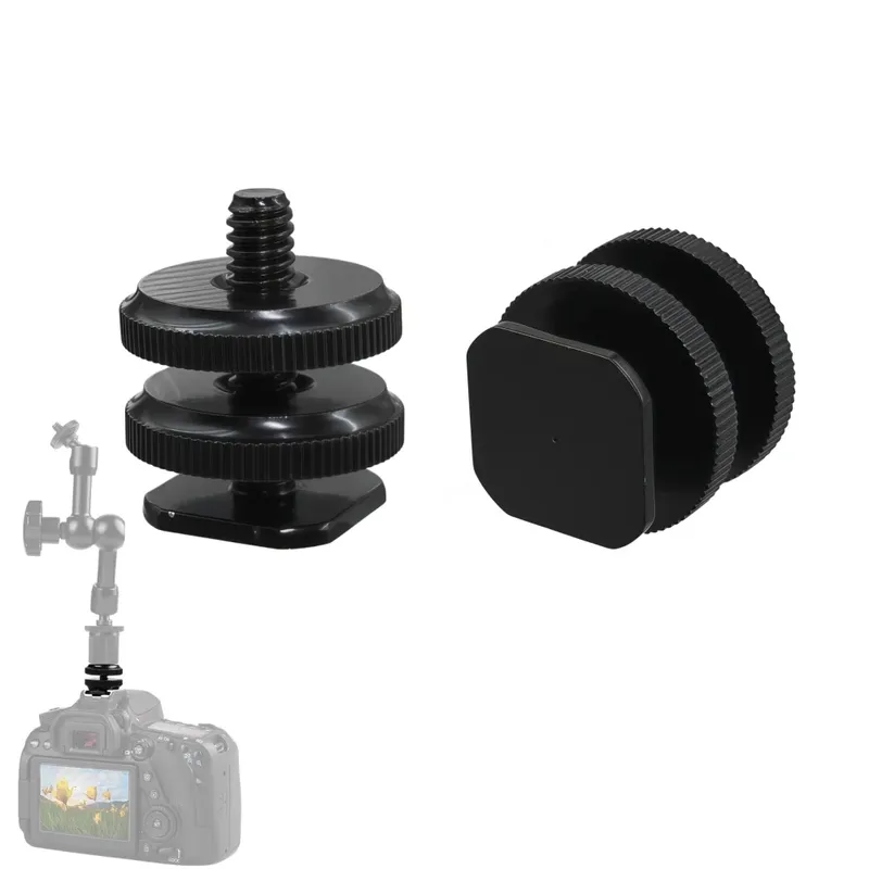 1/4 Zoll Blitzschuh-Handyhalterung mit Doppelmutter, Cold Shoe Adapter Halterung für Doppelschicht-Kamera Blitzschuh-Adapter Zubehör