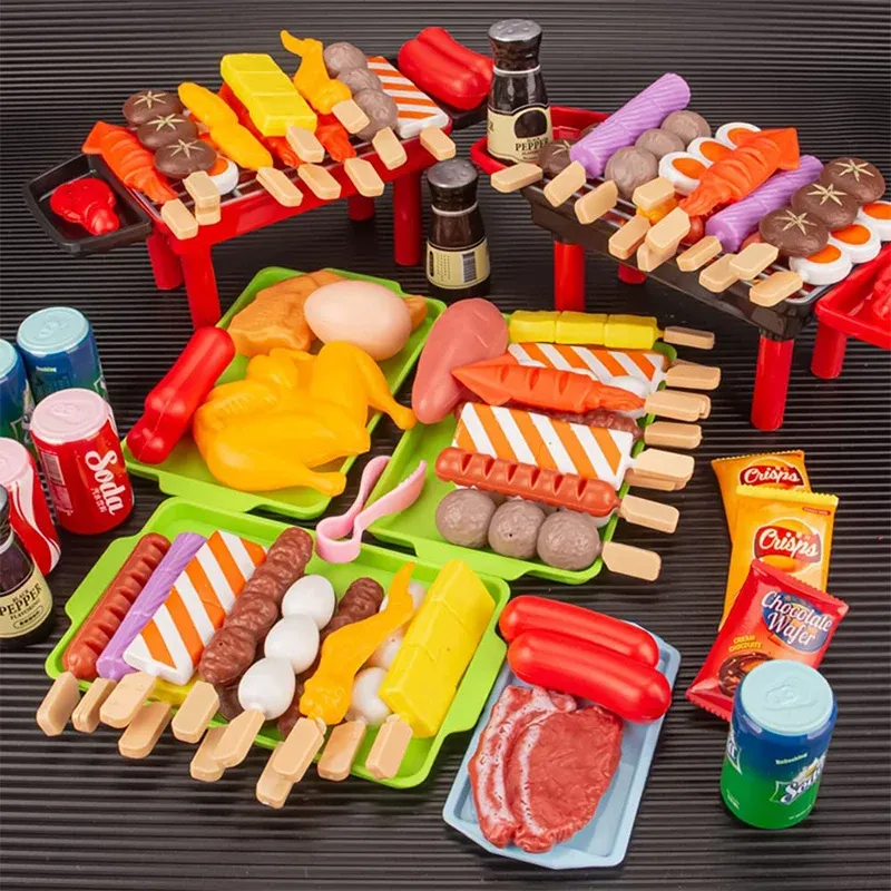 Baby Dress Up Küche Spielzeug BBQ Set Kinder Simulierte BBQ Kochgeschirr Kochen Simulierte Lebensmittel Cosplay Pädagogisches Geschenk Spielzeug