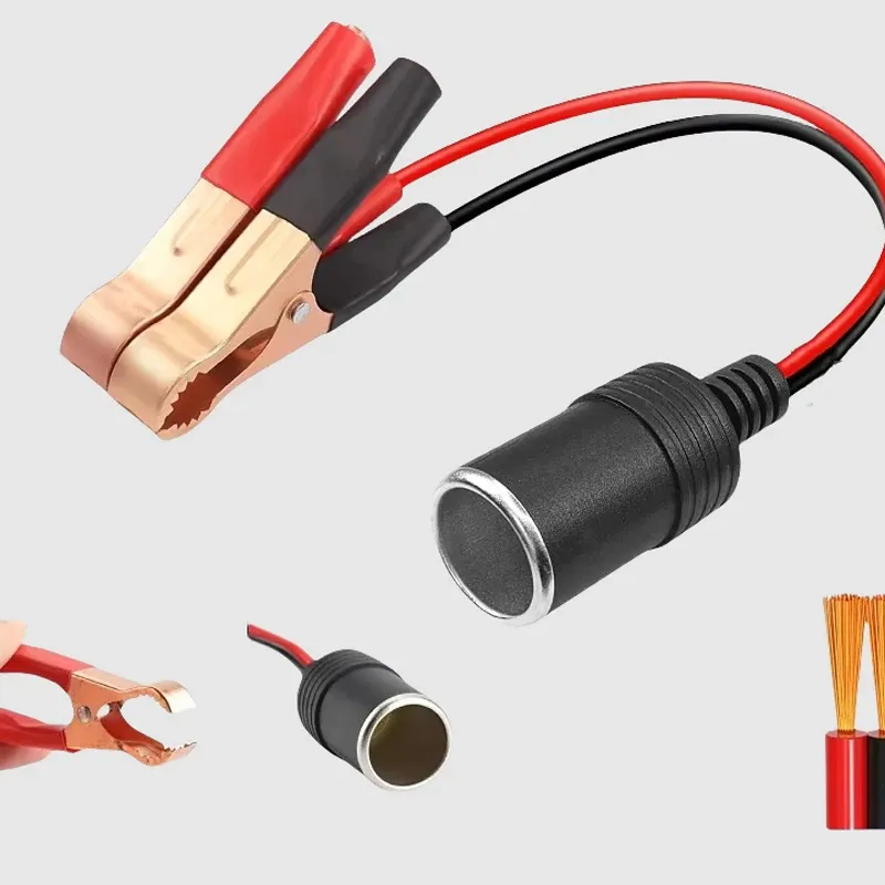12 V Hochleistungs-Autobatterie-Clip-Adapter aus reinem Kupfer für Zigarettenanzünder, universeller Kfz-Einsatz, zufälliger Steckerkopf