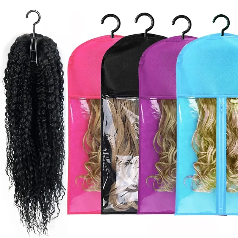 Perücken-Aufbewahrungstaschen Haarverlängerungs-Aufbewahrungstasche mit Aufhänger für Spitzenperücken Haarverlängerungs-Halter Perücken-Aufhänger mit Tasche Perücken-Zubehör