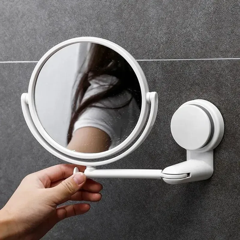 Rotierender, zusammenklappbarer, vakuumabsaugnapf aus Kunststoff, rundes Badzubehör, Make-up-Zubehör, Kosmetikspiegel, Rasierspiegel, Wandbehang, Badespiegel
