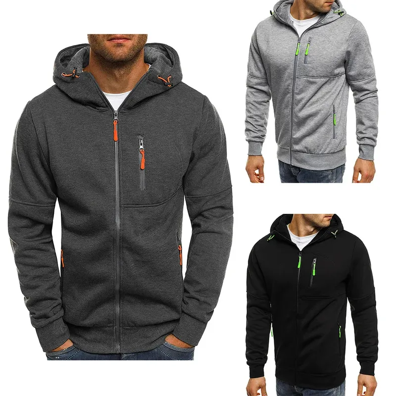 Herren Hoodies Langarm Sweatshirt Reißverschluss Design Kapuzenpullover für Herrenbekleidung Sportbekleidung Slim Fit Freizeitjacke
