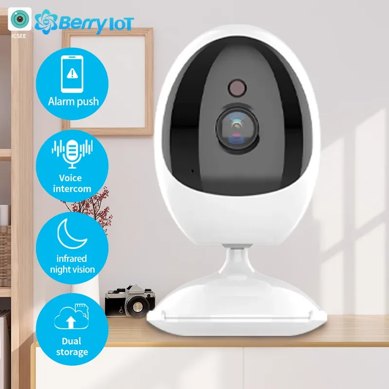1080P Drahtlose WIFI-Sicherheitsüberwachungskamera für den Innenbereich, Babyphone, Mini-Kamera, Erkennung menschlicher Formen, Zwei-Wege-Audio ICSEE
