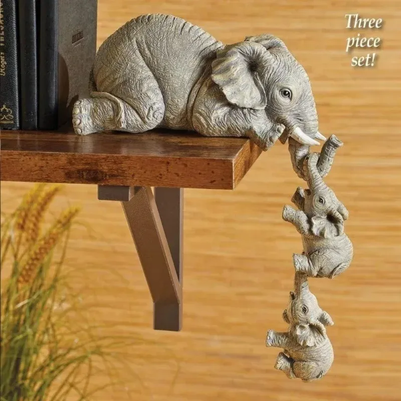 3 Teile/satz Niedlichen Elefanten Umarmung Baby Puppe Harz Handwerk Dekoration Wohnkultur Geschenk Dekorative Figuren Miniaturen Zubehör