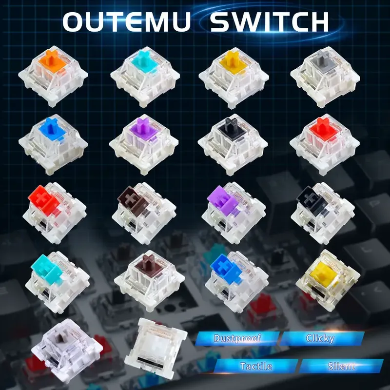 Outemu Schalter für Tastatur 3Pin Staubdicht Linear Tactile Clicky Silent Switches für MX Mechanische Tastaturen Gaming Switch DIY