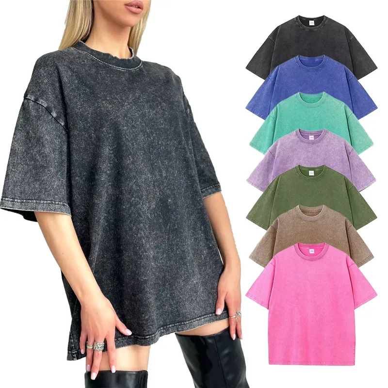 Sommer Baumwolle Gewaschen T-shirt für Frauen Männer Lose Oansatz Übergroßen T Koreanische Y2k Weibliche Kleidung Casual Vintage Kurzarm Tops