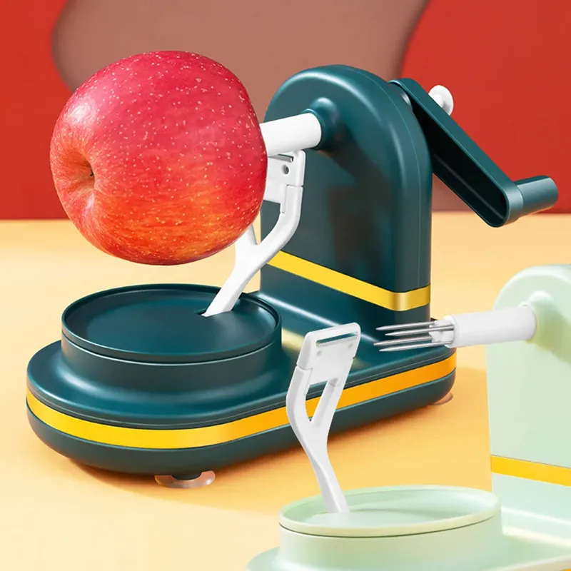 Manueller Apfelschäler, multifunktional, mit Edelstahlklingen, Handkurbel, Obstschäler, Lebensmittelschälmaschine für Küchenhelfer