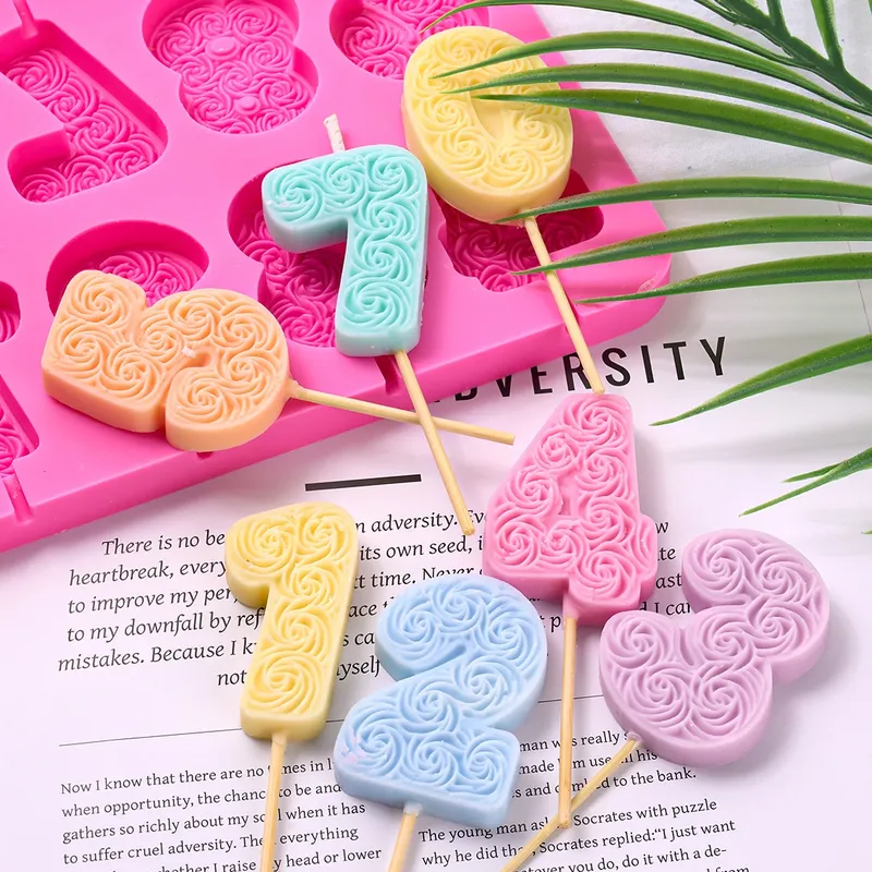 Geburtstag Ornament Silikon Kerze Form DIY Handgemachte Rose Anzahl Duft Kerzen Formen Schokolade Kuchen Dekor Backen Machen Supplie