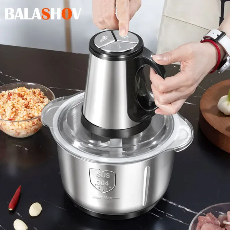 Elektrischer Fleischwolf, Mühle, Edelstahl, Zerkleinerer, 5 l, Küchenmaschine, Knoblauch, Schlammhersteller, Mixer, große Kapazität, Küchenutensilien