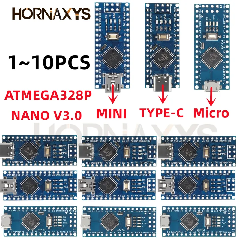 Mini / Typ-C / Micro USB Nano 3.0 Mit dem Bootloader-kompatiblen Nano-Controller für Arduino CH340 USB-Treiber 16 MHz ATMEGA328P