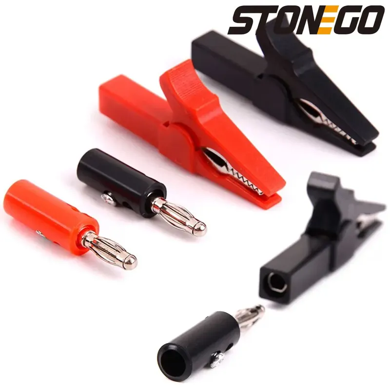 STONEGO 4 Teile/satz 55mm Krokodilklemme Bananenstecker Prüfspitzen mit 4mm Bananenstecker Kabelklemmen für Rot Schwarz Testzubehör