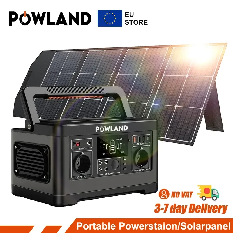 Powland 600w tragbares Kraftwerk 520wh 140400mah Solargenerator mit w Solar panel lifepo4 Batterie komplettes Kit-Set