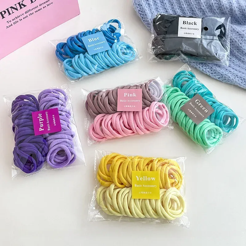 50 Teile/satz Frauen Mädchen 4CM 2CM Bunte Nylon Elastische Haarbänder Pferdeschwanz Halter Gummibänder Scrunchie Stirnband Haar Zubehör