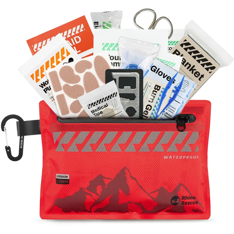 Rhino Rescue Kleines Erste-Hilfe-Set – Ultraleichtes, wasserdichtes medizinisches Set für Wandern, Rucksackreisen, Radfahren, Reisen