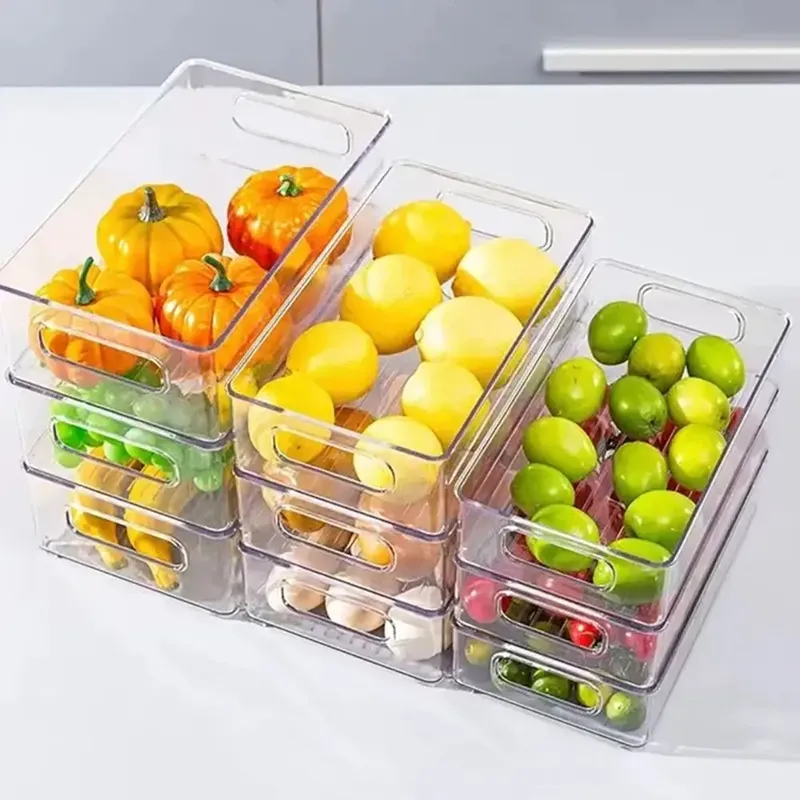 Ins Stil Acryl Notebook Aufbewahrung sbox stapelbar Kühlschrank Vorrats behälter transparent Obst Lebensmittel Kosmetik Schmuck Veranstalter Behälter
