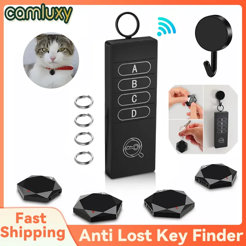 Camluxy Wireless Anti Lost Key Finder Remote Key Locator Telefon-Geldbörsen Pet Tracker Wallet Tracker Tags und Schlüsselanhänger 4-Empfänger