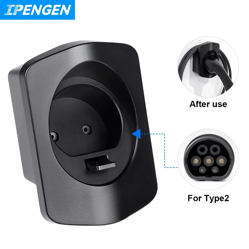 Ipengen ev ladegerät halter für typ 2 steckdose stecker extra schutz wallbox elektro fahrzeug auto ladekabel halterung