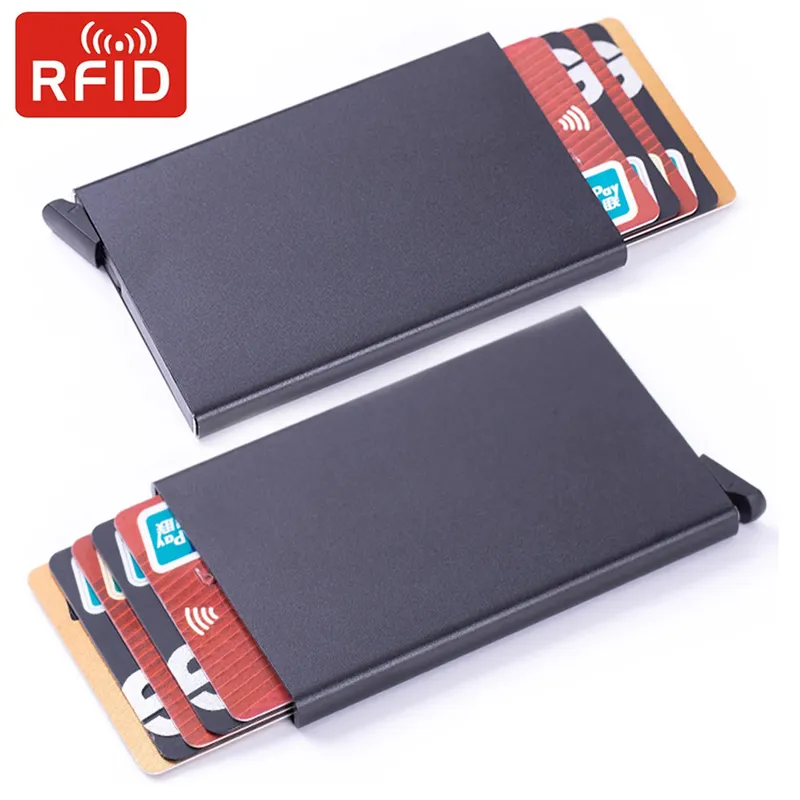 Metall Mini Schlanke Minimalistische Brieftaschen Rfid Kreditkarte Halter Aluminium Frauen Männer Business Bank Karteninhaber Fall Carteira Masculina