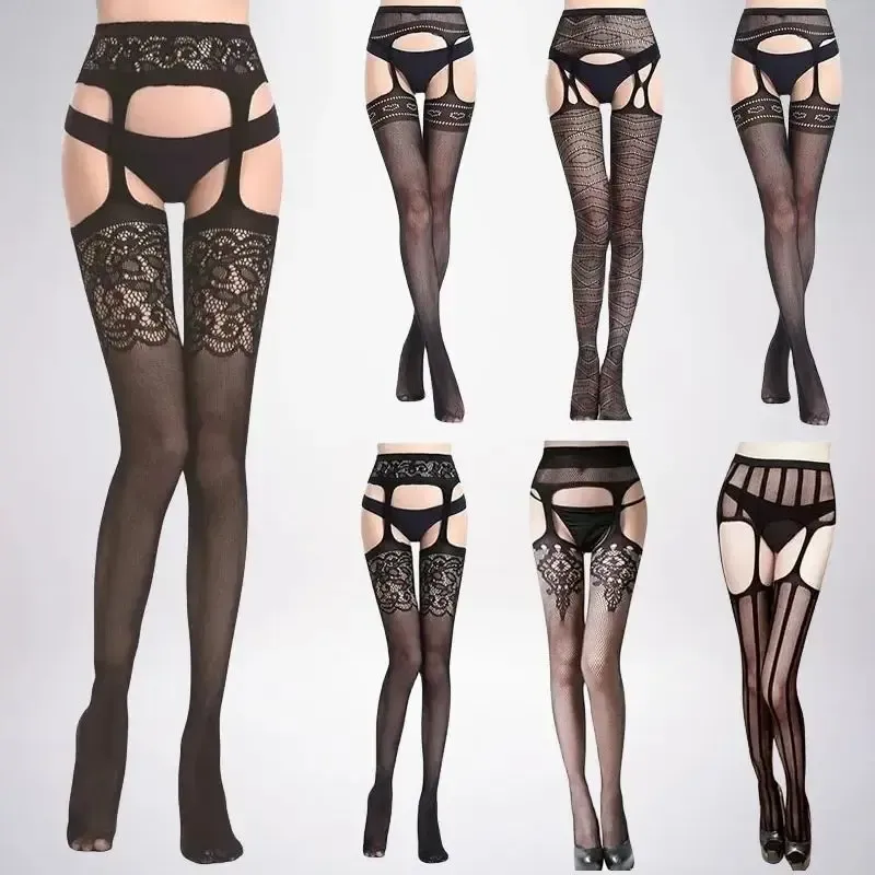 SIMPLEJWEL 4 Stück/1 Stück Netzstrumpfgürtel Strumpf Strapsstrumpfhose Strumpfhosen Oberschenkelhoch Sommer Sexy Hot 4er Pack 1 Packung