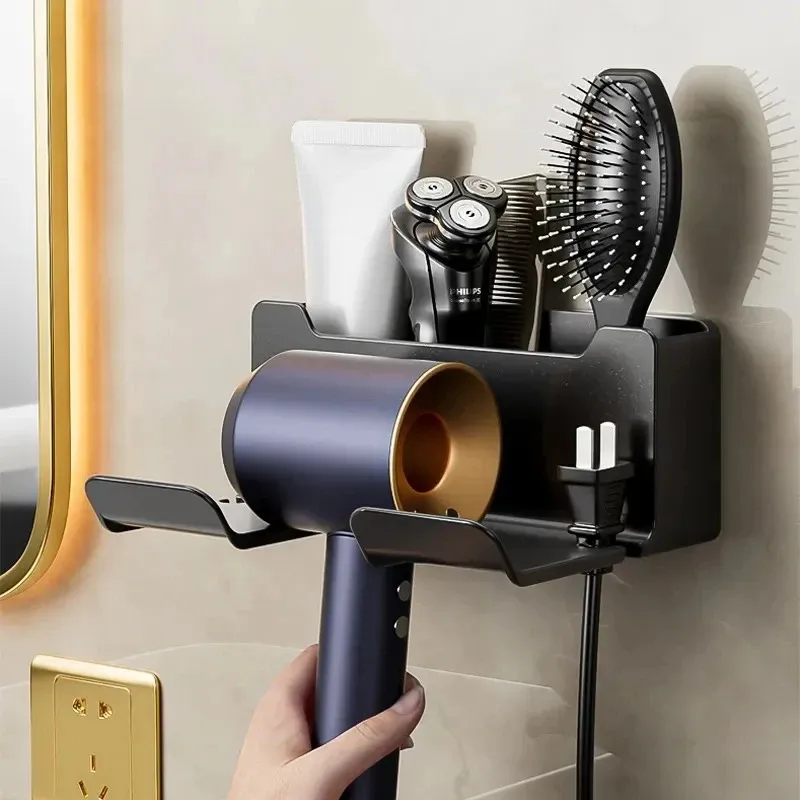 Wandmontierter Haartrocknerhalter - Badezimmer-Organizer Box Toiletten-Föhnständer Haartrockner-Aufbewahrungszubehör