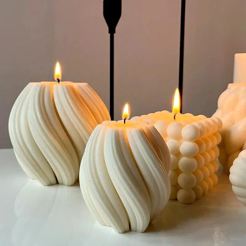 3D rotierende Säule Kerze Silikonform geometrische Welle Kerze Wachs Form DIY abstrakte Kunst Seife Harz Gips Form Home Craft Dekor