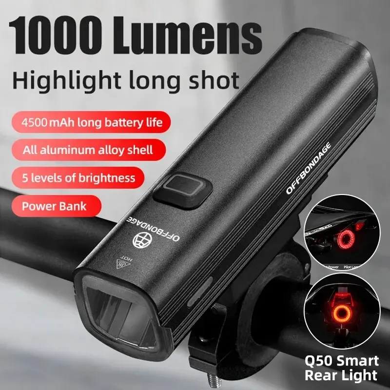 Offbondage fahrrad licht 1000lumen bike scheinwerfer power bank taschenlampe lenker usb lade mtb road highlight