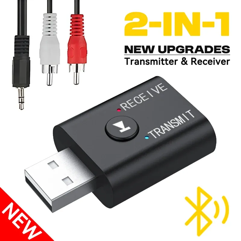 2-in-1 Bluetooth Audio Sender Empfänger mit HD Mikrofon 3,5 mm AUX USB Stereo Musik Wireless Adapter für Car Kit Lautsprecher TV PC
