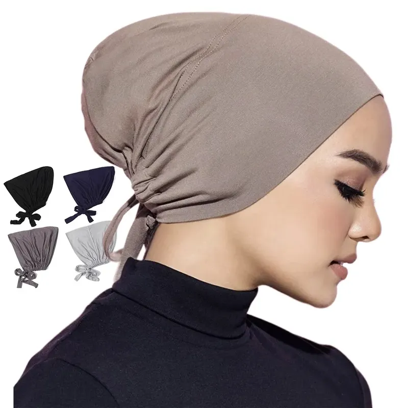 Verstellbare Innenkappen, einfarbig, elastische Kappe, Modal, Hijab, muslimische Motorhaube, Untertuch, Damenmode-Accessoires