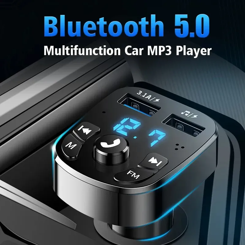 Bluetooth 5.0 Auto Bluetooth Audio MP3 Player 3,1 A Schnellladung Dual USB Autoladegerät Adapter Bluetooth FM Sender Empfänger