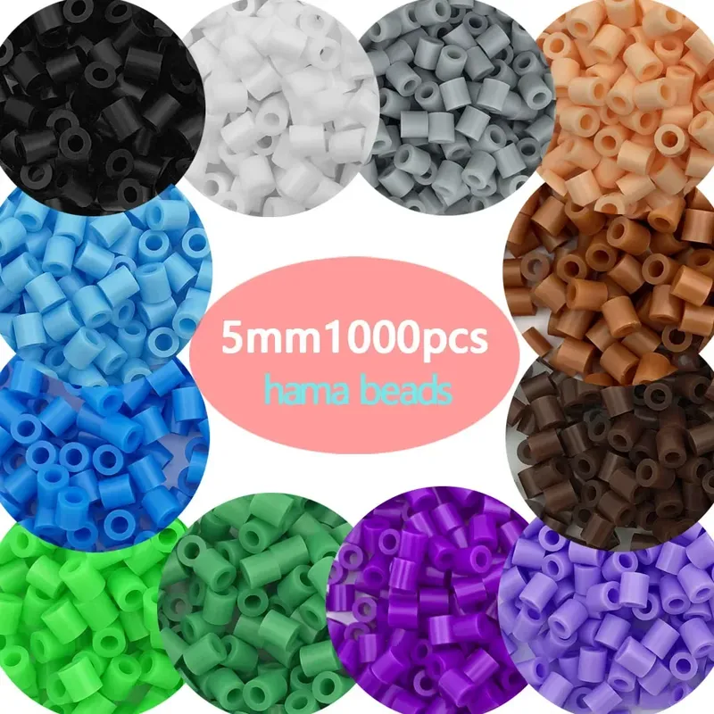 5mm 1000PCS Schwarz Weiß Grau Blau Grün Lila Hama Perlen für Kinder Eisen Sicherung Perlen diy Puzzles Pixel kunst Geschenk Kinder Spielzeug