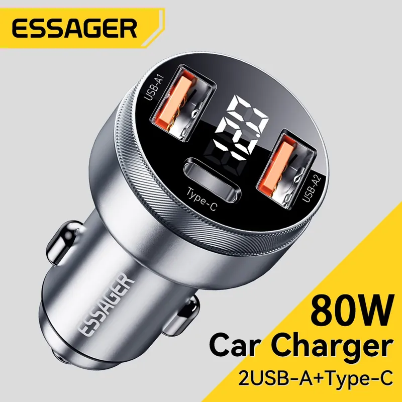 Essager 80W Auto Ladegerät USB Typ C PD Schnelle Lade Telefon Schnell Ladung für iPhone 14 13 Huawei Xiaomi samsung iPad Laptop Tablet