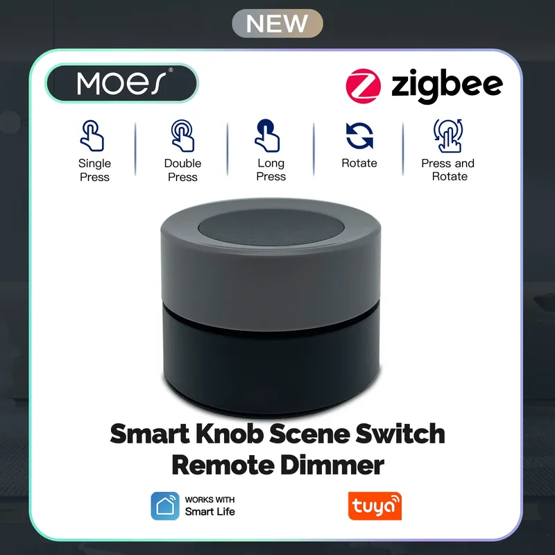 MOES Tuya ZigBee Smart Knob Switch Drahtloser Szenenschalter Button Controller Batteriebetriebene Automatisierungsszenario Smart Life App