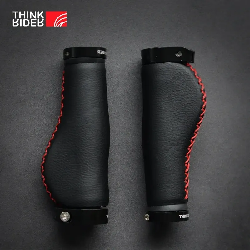ThinkRIder Faser Leder Fahrrad Lenker Griffe City Bike Roller MTB Abdeckung Griff Bar End Rutschfeste Aluminium Schloss