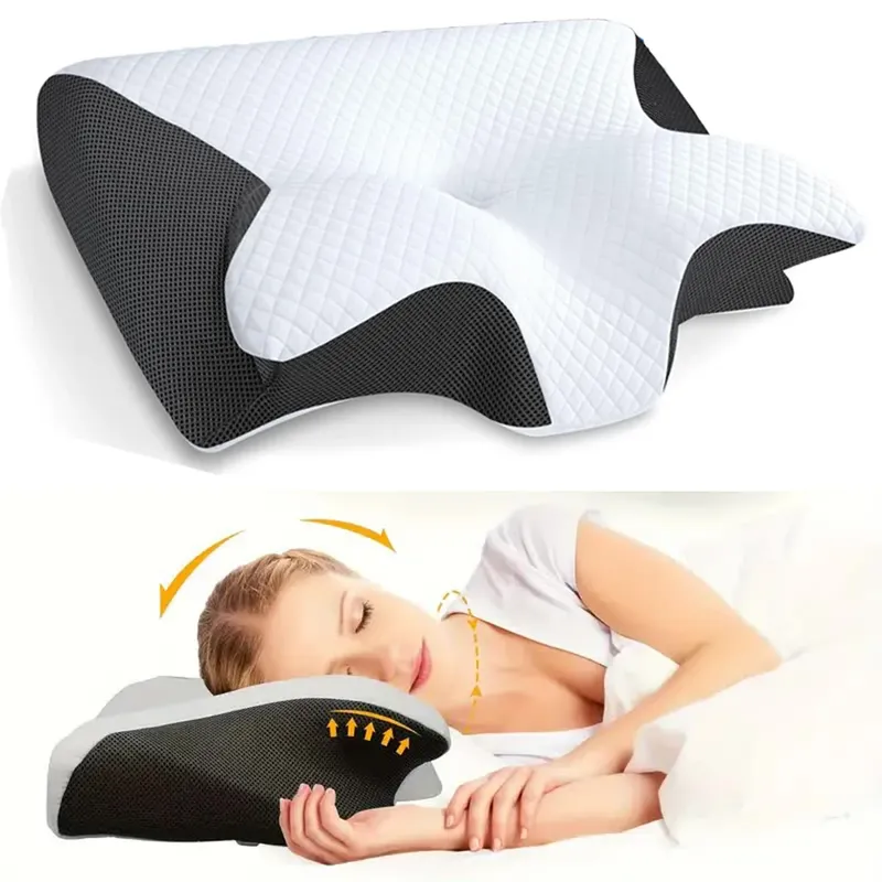 Butterfly Sleep Memory Nackenkissen, langsamer Rückprall, bequemes Schlafkissen aus Memory-Schaum, orthopädisches Nackenmassagebettkissen