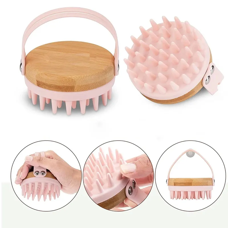Neue Kopfhaut-Massagegerät, Shampoo-Bürste, Holz, nasses und trockenes Haar, Kopfhaut-Pflegebürste, Duschbürste, Kopfhautwäscher, Peeling, Körpermassagegerät
