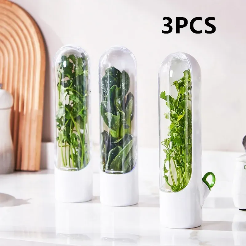 1/2/3PCS Herb Saver Lagerung Container Frische Kräuter Keeper Vanille Gemüse Frische Erhaltung Flasche Für Kühlschrank küche