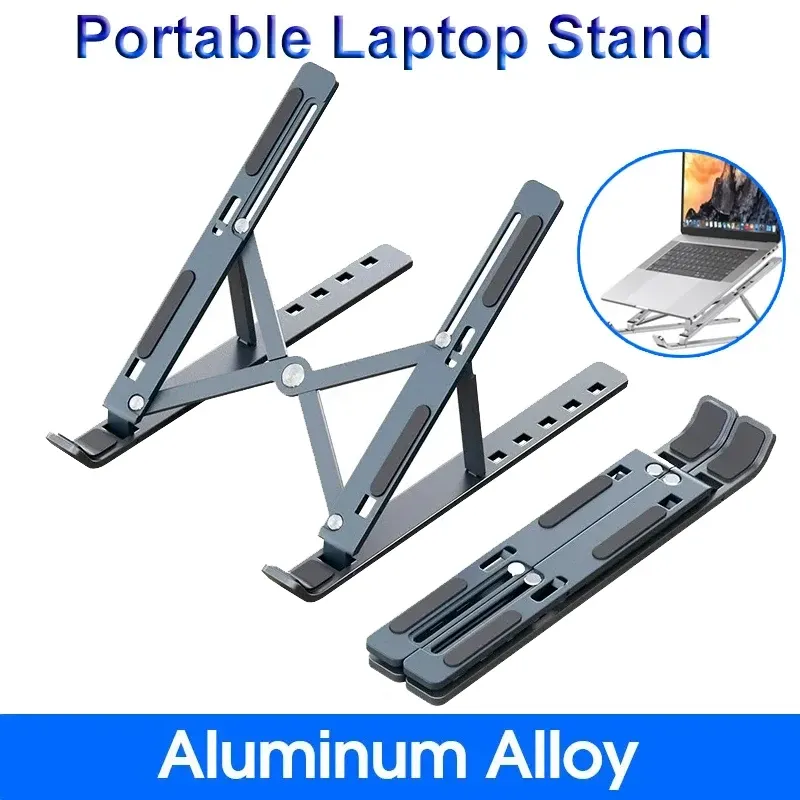 Faltbarer Laptop-Ständer, verstellbar, tragbar, Notebook-Halterung, Stützbasis, Halterung aus Aluminiumlegierung für MacBook, Laptop, PC-Zubehör