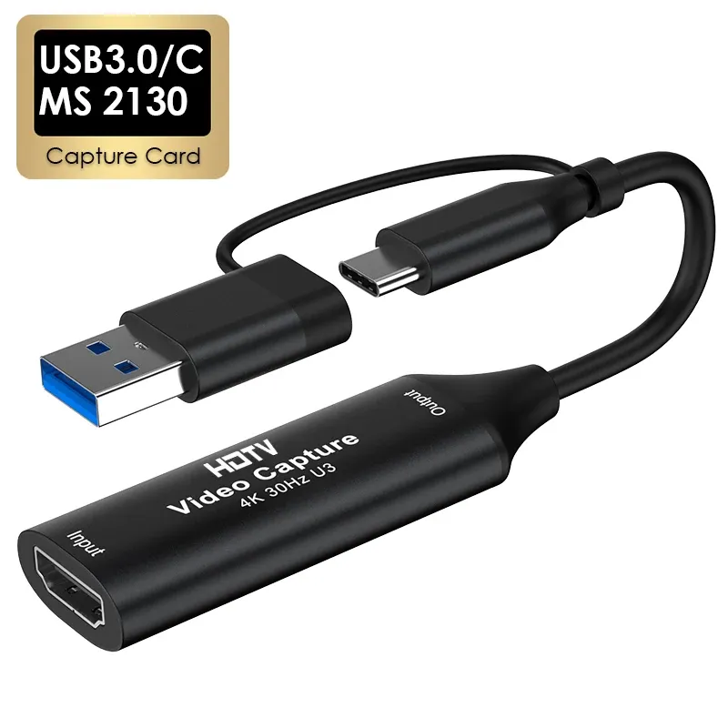 MS2130 Chip Typ C USB3.0/2.0 Capture Card 4K HDTV Video Grabber 1080P Game Recording Live Streaming für PS4 Xbox