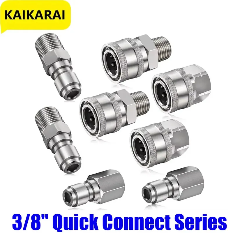 3/8 Zoll Edelstahl männlich und weiblich Schnellverbinder Kit Hochdruckreiniger Adapter Set Schnellverbinder Stecker männliche Nippel
