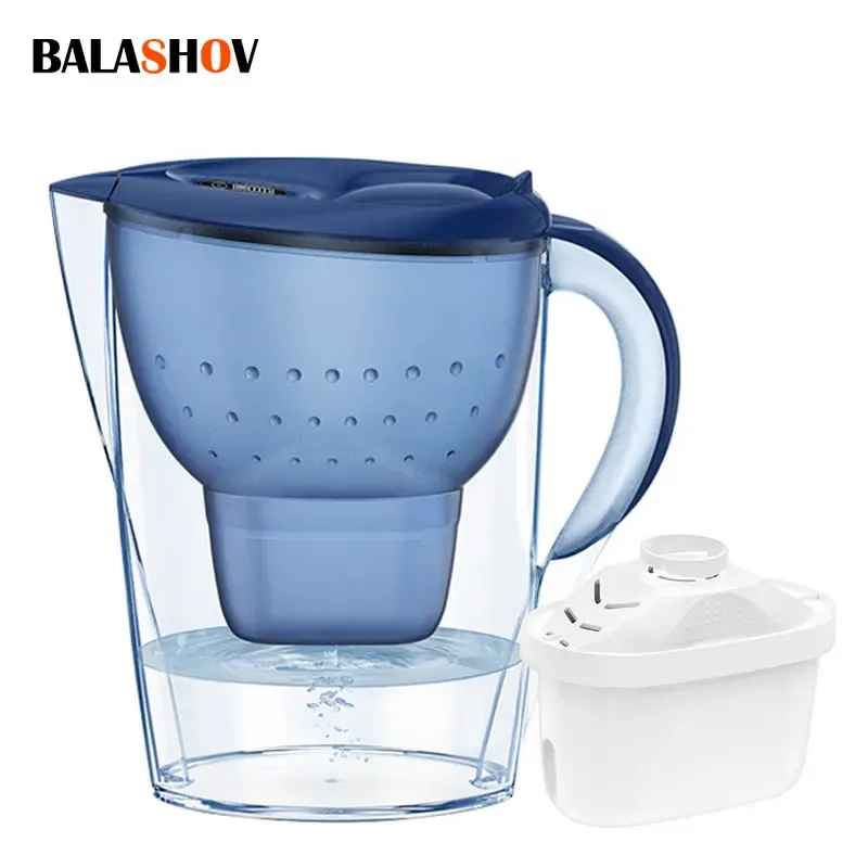 Haushaltsfilterkessel mit 3 Filtergeräten, alkalischer Aktivkohle-Wasserreiniger und Timer, sauberes, ungiftiges Filterwate, 3,5 l