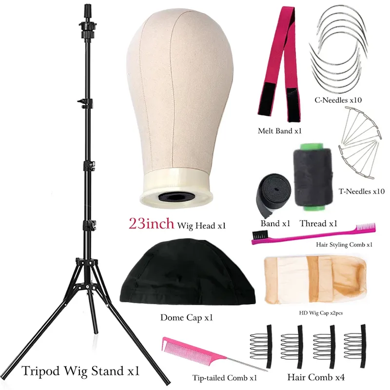 21-23 Zoll Leinwand Block Kopf Mannequin Perückenkopf Perückenständer Stativ mit Kopf, Mannequin Kopf Perücke Display Styling Kopf mit Ständer