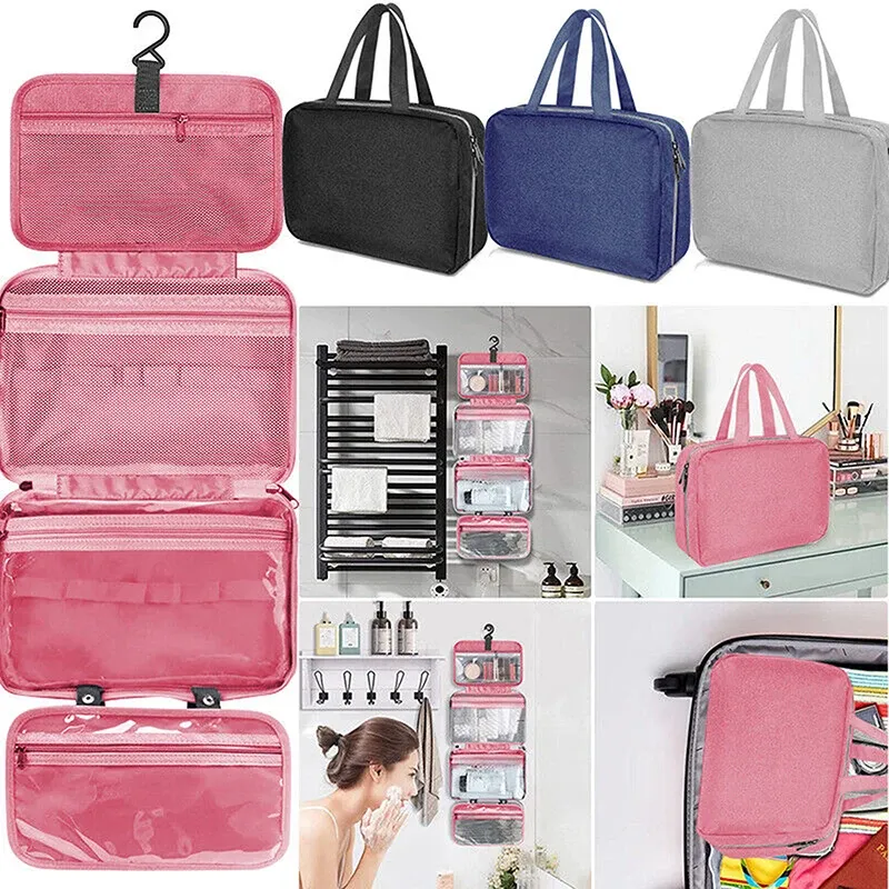 Große hängende Haken Kultur beutel wasserdichte Falt handtasche Reise Make-up kosmetische Rasiermesser Lagerung Organizer Fall Bad zubehör