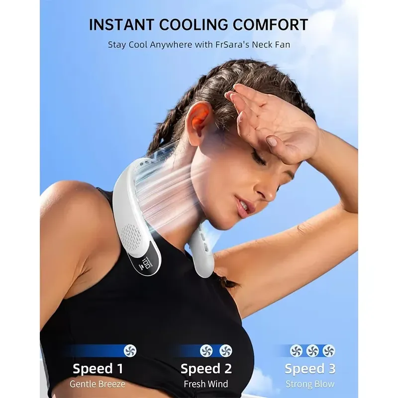 Nackenventilator 4 Turbo, faltbarer Nackenkühler, 4000 mAh Akku, tragbarer Windventilator ohne Flügel, 3 Geschwindigkeiten, Typ-C, wiederaufladbarer Ventilator - 18.74 EUR